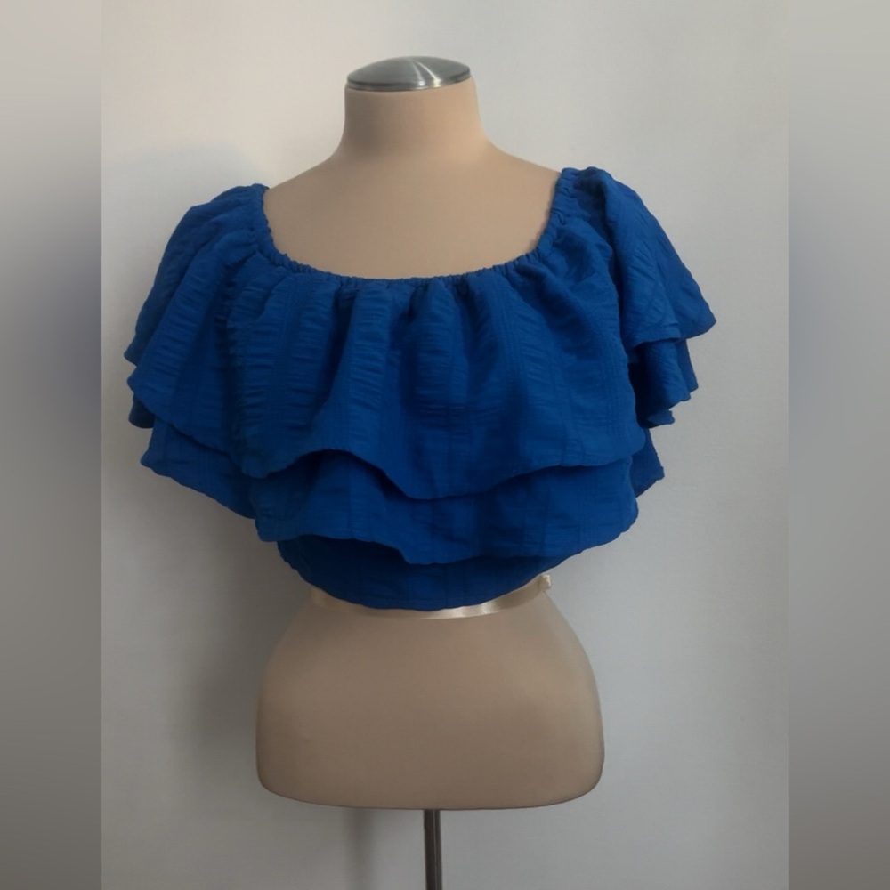 Blue Ruffled Women's Top